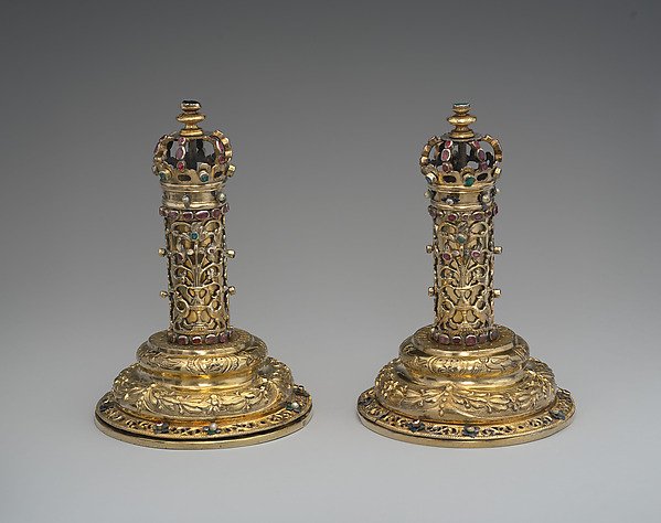 Pair of Torah finials (Rimmonim)